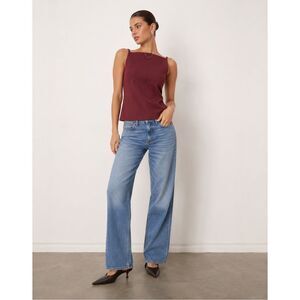 ASOS DESIGN tailored fitted cami top in dark cherry